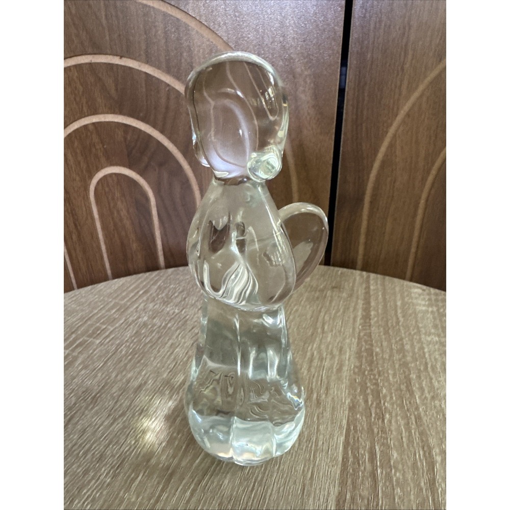 Vintage Hand Blown art Glass Praying Angel Clear Glass